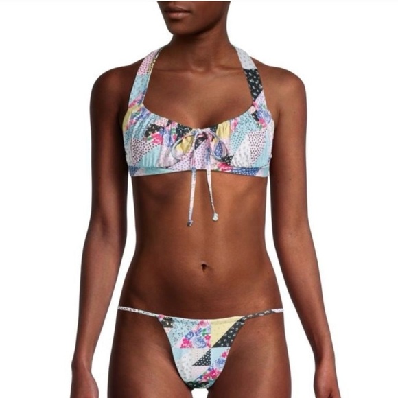 Frankie’s Bikinis Bernie patchwork bikini TOP ONLY - Picture 3 of 7